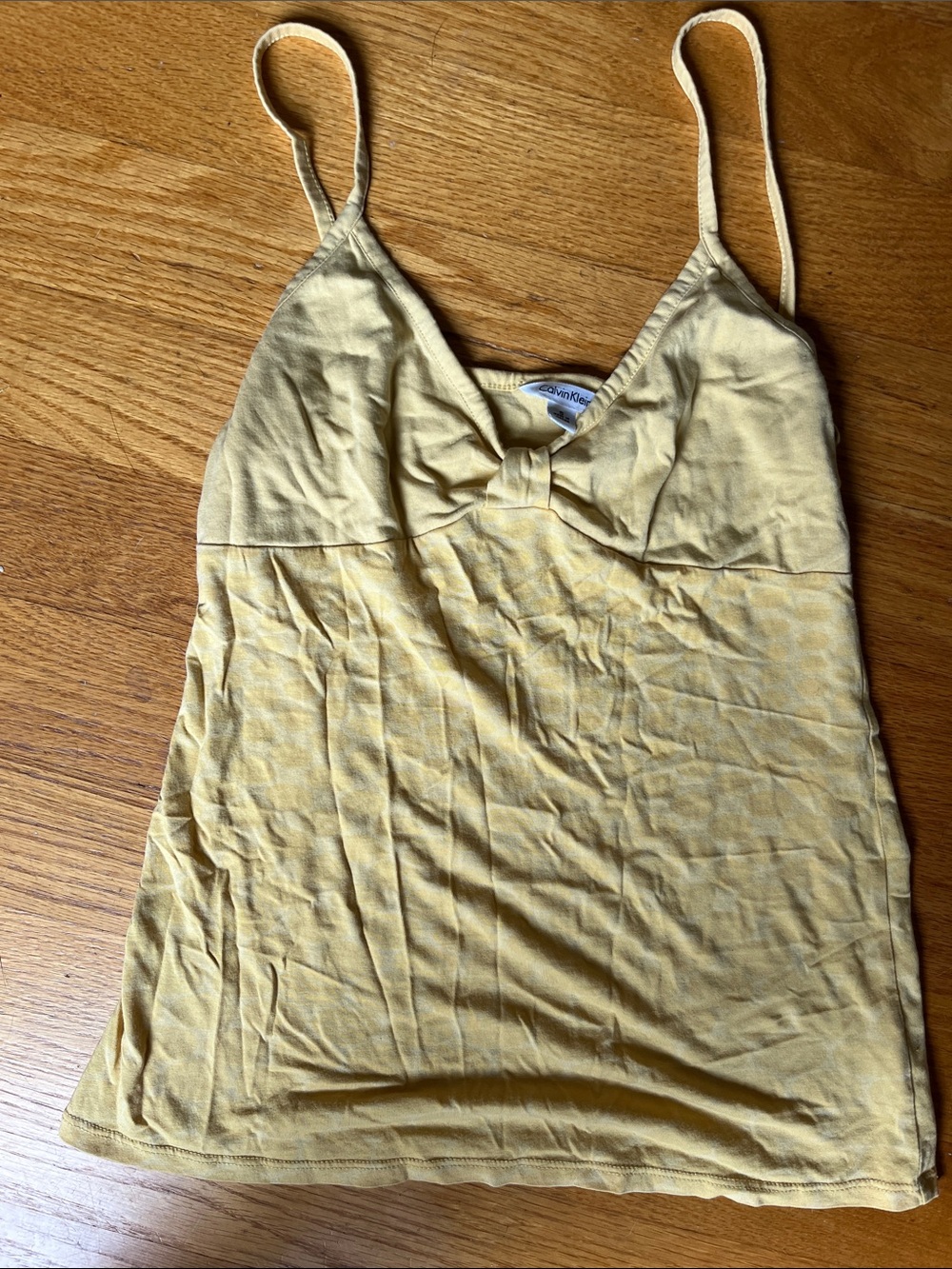 Calvin Klein Buttercup Yellow Bow-Front Spaghetti Strap Camisole